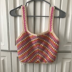 Forever 21 Crochet Multicolored Sleeveless Crop Top